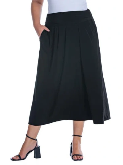 24seven Comfort Apparel Foldover Maxi Skirt With Pockets In Black