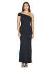 24seven Comfort Apparel Formal One Shoulder Rouched Mermaid Maxi Dress In Blue
