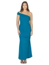 24seven Comfort Apparel Formal One Shoulder Rouched Mermaid Maxi Dress In Blue