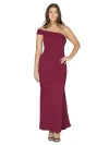 24seven Comfort Apparel Formal One Shoulder Rouched Mermaid Maxi Dress In Brown