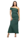 24seven Comfort Apparel Formal One Shoulder Rouched Mermaid Maxi Dress In Green