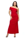 24seven Comfort Apparel Formal One Shoulder Rouched Mermaid Maxi Dress In Red