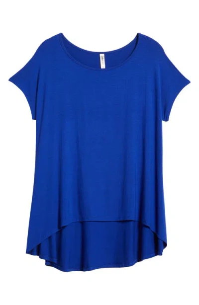 24seven Comfort Apparel High-low Jersey T-shirt In Blue