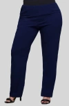 24seven Comfort Apparel High Waist Straight Leg Pants In Blue