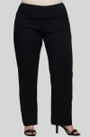 24seven Comfort Apparel High Waist Straight Leg Pants In Black