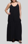 24seven Comfort Apparel Jersey Maxi Dress In Black