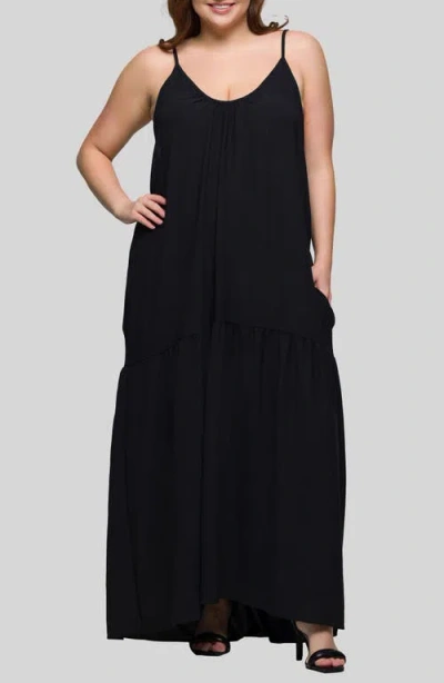 24seven Comfort Apparel Jersey Maxi Dress In Black