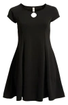 24seven Comfort Apparel Maternity Dress With Keyhole Neck In Black
