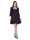 24seven Comfort Apparel Knee Length Cold Shoulder Dress In Black