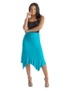 24seven Comfort Apparel Knee Length Elastic Waist Handkerchief Skirt In Blue