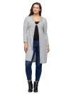 24seven Comfort Apparel Knee Length Long Sleeve Hooded Womens Cardigan Shrug In Gray