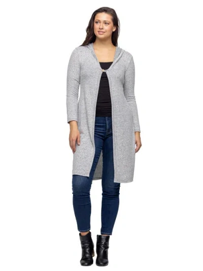 24SEVEN COMFORT APPAREL 24SEVEN COMFORT APPAREL KNEE LENGTH LONG SLEEVE HOODED WOMENS CARDIGAN SHRUG