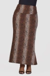 Shop 24seven Comfort Apparel Leopard Print Knit Maxi Skirt In Brown Multi