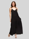 24seven Comfort Apparel Lightweight Spaghetti Strap Pocket Maxi Dress In Black