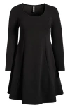 24seven Comfort Apparel Long Sleeve A-line Dress In Black