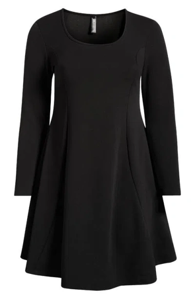 24seven Comfort Apparel Long Sleeve A-line Dress In Black