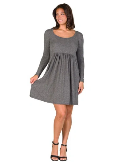 24SEVEN COMFORT APPAREL 24SEVEN COMFORT APPAREL LONG SLEEVE BABYDOLL KNEE LENGTH DRESS