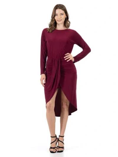 24SEVEN COMFORT APPAREL 24SEVEN COMFORT APPAREL LONG SLEEVE DRESSY TULIP SKIRT KNEE LENGTH DRESS