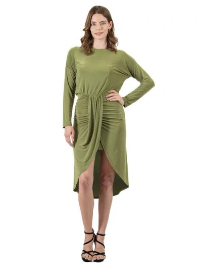 24SEVEN COMFORT APPAREL 24SEVEN COMFORT APPAREL LONG SLEEVE DRESSY TULIP SKIRT KNEE LENGTH DRESS