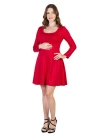 24seven Comfort Apparel Long Sleeve Flared Maternity Mini Dress In Red