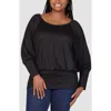 24seven Comfort Apparel Plus Size Round Neck Banded Bottom Top In Black