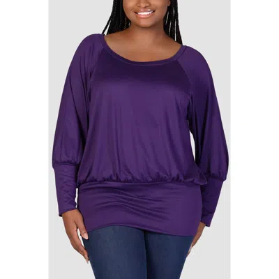 24seven Comfort Apparel Long Sleeve Jersey Top In Purple