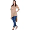 24seven Comfort Apparel Long Sleeve Knee Length Asymmetrical Maternity Tunic Top In Multi