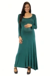 24seven Comfort Apparel Long Sleeve Maternity Maxi Dress In Animal Print