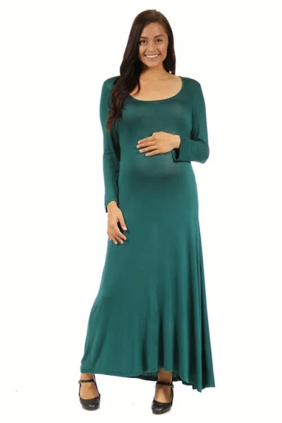 24seven Comfort Apparel Long Sleeve Maternity Maxi Dress In Animal Print
