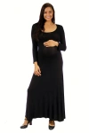 24seven Comfort Apparel Long Sleeve Maternity Maxi Dress In Black