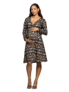 24seven Comfort Apparel Women's Maternity Long Sleeve Wrap Dress In Black