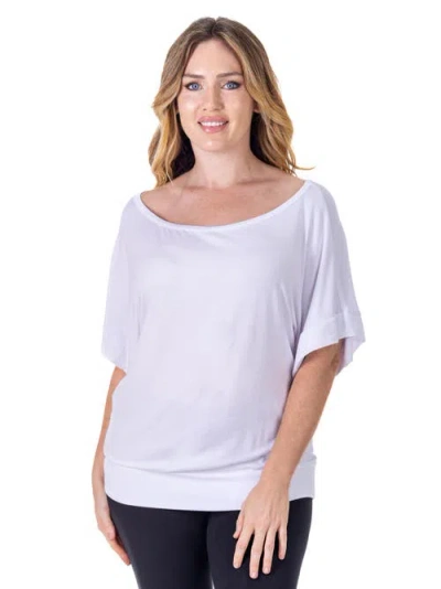 24seven Comfort Apparel Loose Fit Dolman Top With Wide Sleeves In White