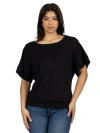 24seven Comfort Apparel Loose Fit Dolman Top With Wide Sleeves In Black
