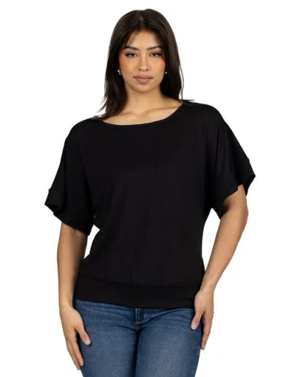 24seven Comfort Apparel Loose Fit Dolman Top With Wide Sleeves In Black