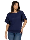 24seven Comfort Apparel Loose Fit Dolman Top With Wide Sleeves In Blue