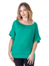 24seven Comfort Apparel Loose Fit Dolman Top With Wide Sleeves In Green
