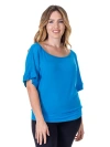 24seven Comfort Apparel Loose Fit Dolman Top With Wide Sleeves In Blue