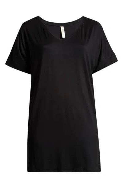 24seven Comfort Apparel Loose Fit Jersey T-shirt Dress In Black