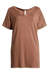 24seven Comfort Apparel Loose Fit Jersey T-shirt Dress In Mocha