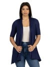 24seven Comfort Apparel Loose Fit Open Front Cardigan With Half Sleeve