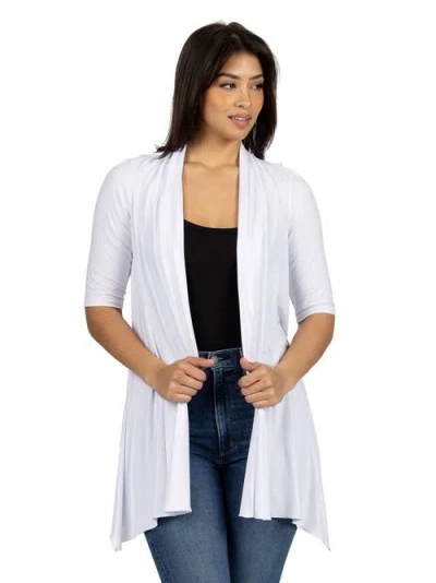 24seven Comfort Apparel Loose Fit Open Front Cardigan With Half Sleeve