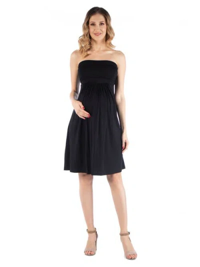 24seven Comfort Apparel Maternity 24seven Comfort Appare Knee Length Strapless Mini Dress In Black