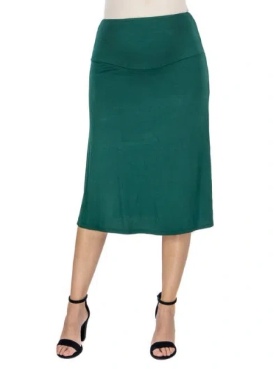 24seven Comfort Apparel Maternity A-line Elastic Waist Knee Length Skirt