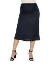 24seven Comfort Apparel Maternity A-line Elastic Waist Knee Length Skirt
