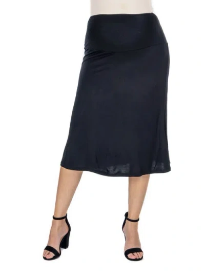 24seven Comfort Apparel Maternity A-line Elastic Waist Knee Length Skirt