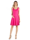 24seven Comfort Apparel Maternity A-line Slim Fit And Flare Dress In Pink