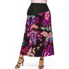 24seven Comfort Apparel Maternity Black And Pink Paisley Elastic Waist A-line Maxi Skirt