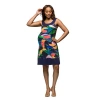 24seven Comfort Apparel Women's Floral Scoop Neck Sleeveless Knee Length Dress In Multi