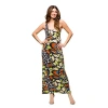 24seven Comfort Apparel Maternity Bright Butterfly Print Razorback Tank Casual Maxi Dress