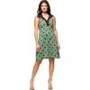 24seven Comfort Apparel Maternity Brown And Green Sleeveless Collared Mini Dress